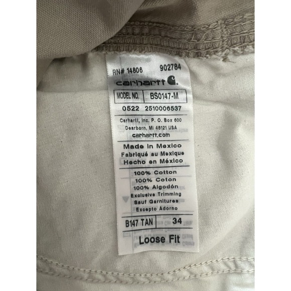 Carhartt 34 Regular Tan Khaki Shorts BS0147-M Loose Fit Utility Cargo NWT - Picture 6 of 8